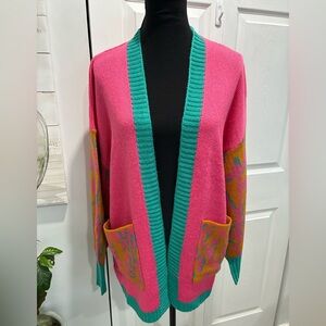Umgee Pink and Teal Women's Cardigan Sweater